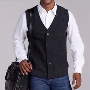 Woolx Merino Wool Baker Vest Carbon Charcoal Gray Button Down Mens XL Outdoor